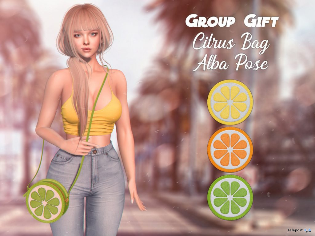 Citrus Bag & Alba Pose March 2020 Group Gift by micamee - Teleport Hub - teleporthub.com