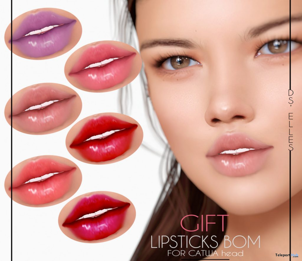 Lipsticks BOM For Catwa Mesh Head March 2020 Gift by DS'ELLES - Teleport Hub - teleporthub.com