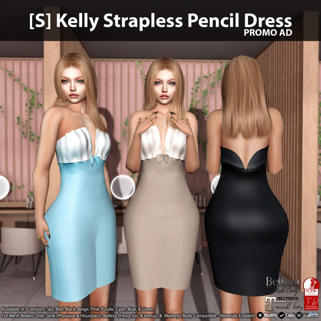 New Release: [S] Kelly Strapless Pencil Dress by [satus Inc] - Teleport Hub - teleporthub.com