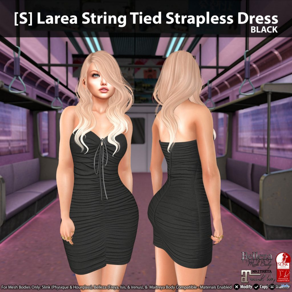 New Release: [S] Larea String Tied Strapless Dress by [satus Inc] - Teleport Hub - teleporthub.com
