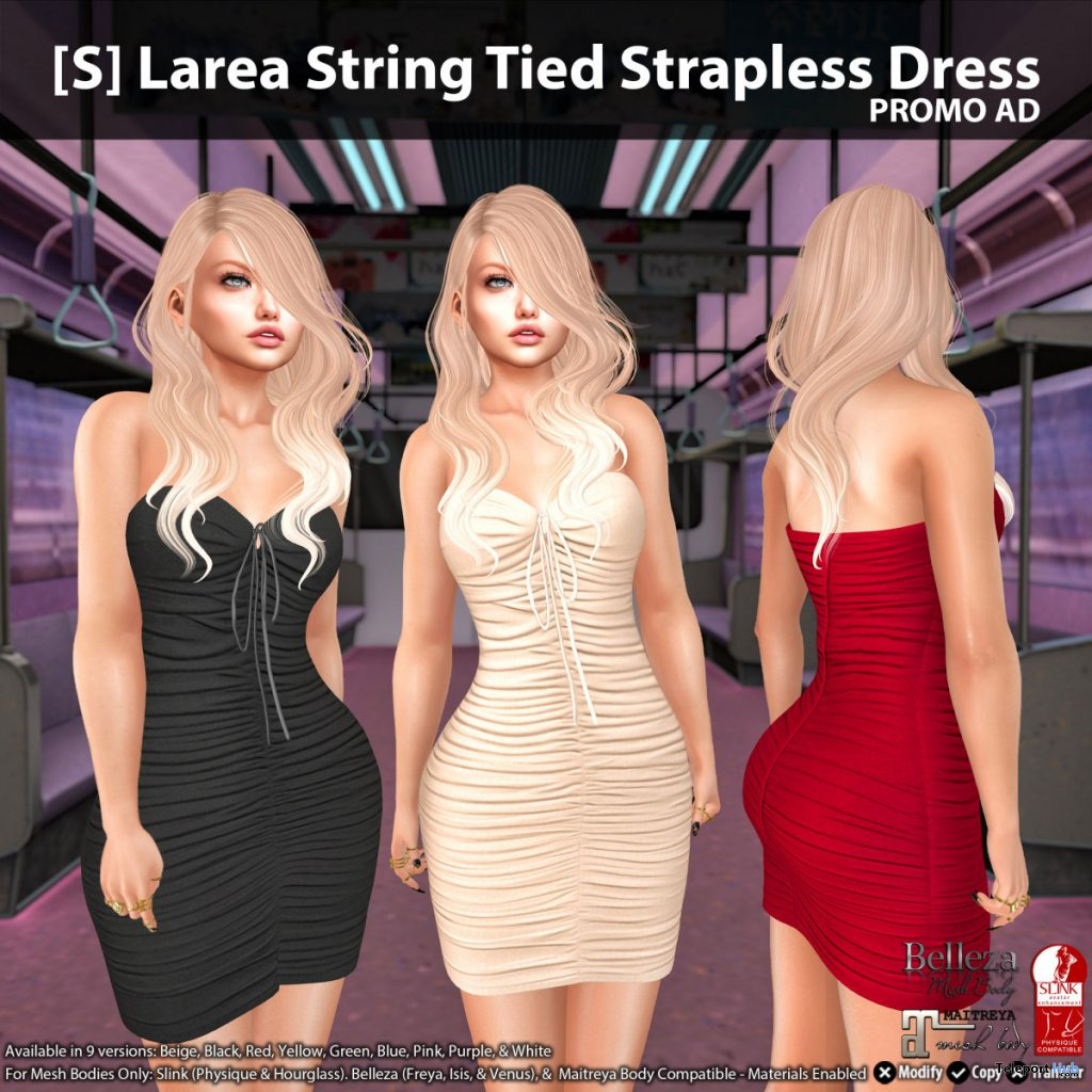 New Release: [S] Larea String Tied Strapless Dress by [satus Inc] - Teleport Hub - teleporthub.com