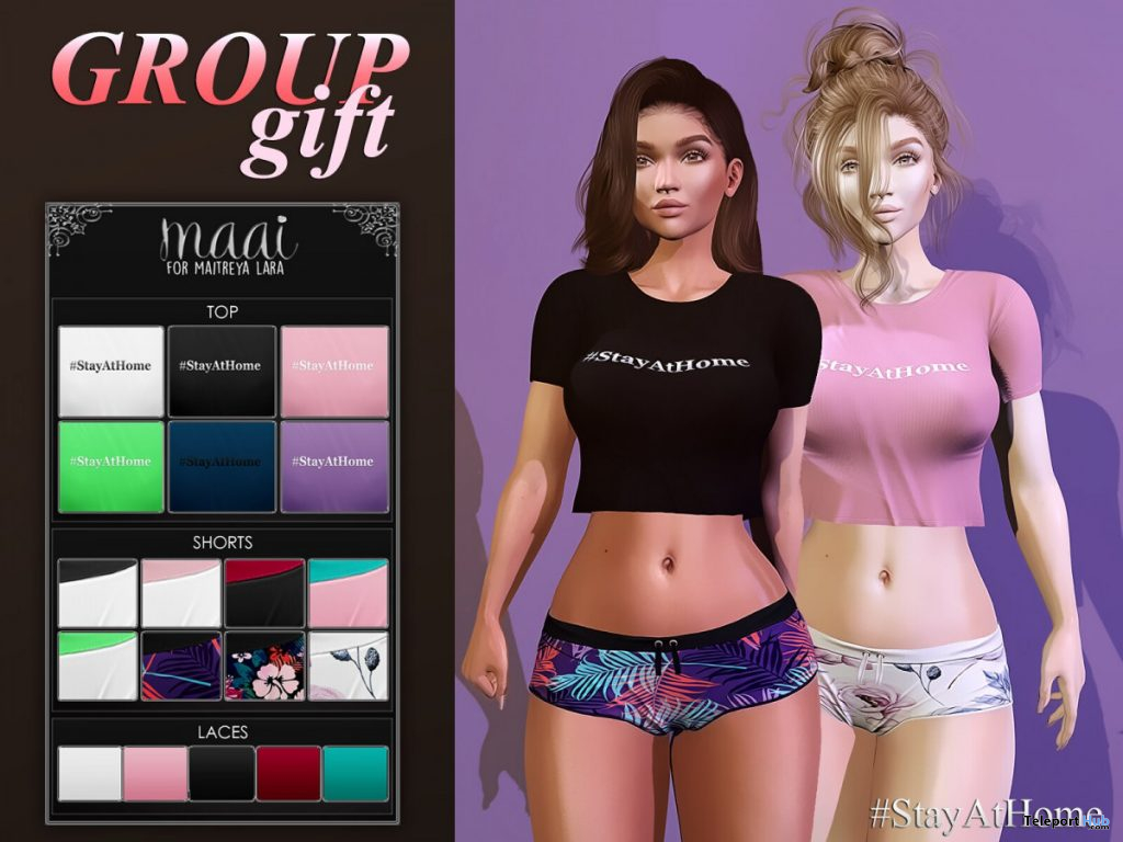 Stay At Home Top & Shorts April 2020 Group Gift by MAAI - Teleport Hub - teleporthub.com