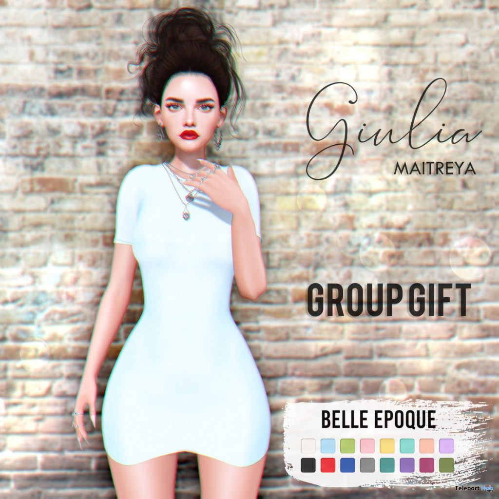 Giulia Dress Fatpack April 2020 Group Gift by Belle Epoque - Teleport Hub - teleporthub.com
