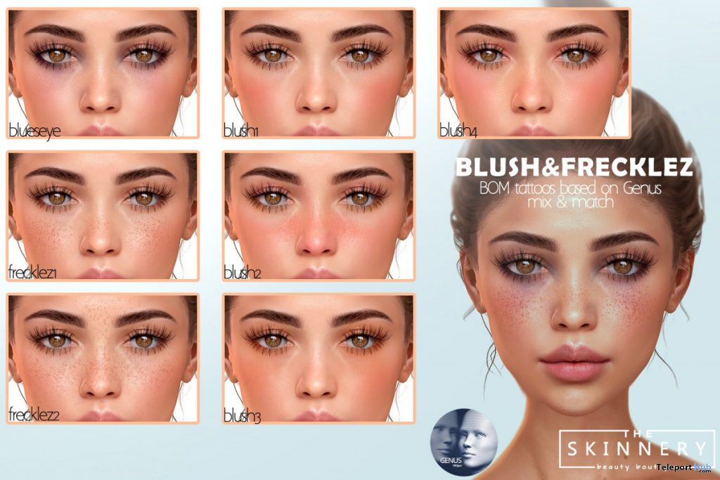 Blush & Freckles For Genus Mesh Head April 2020 Group Gift by [theSkinnery] - Teleport Hub - teleporthub.com