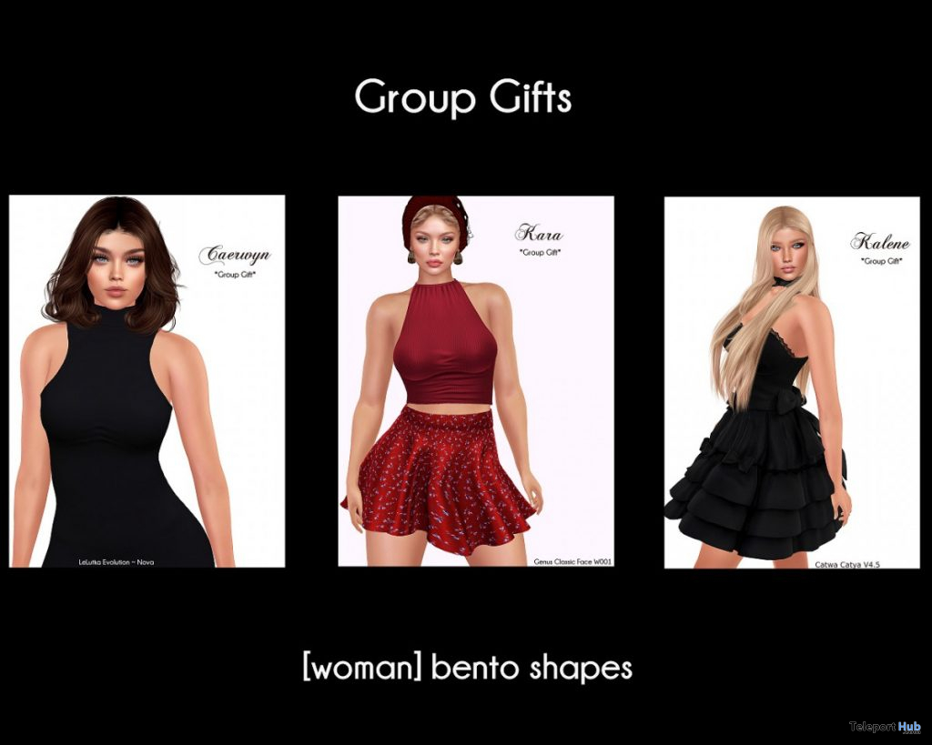 Caerwyn, Kara, & Kara Shapes April 2020 Group Gift by [woman] Bento Shapes - Teleport Hub - teleporthub.com