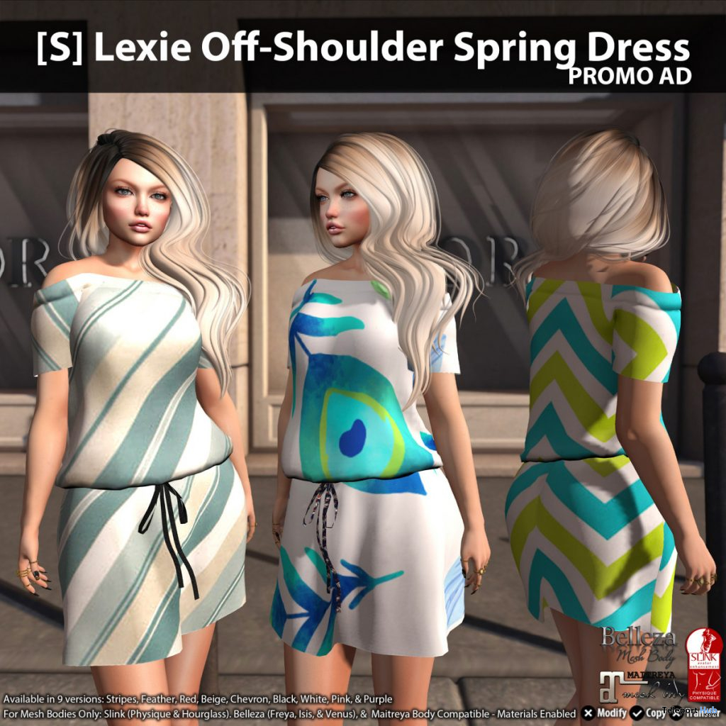 New Release: [S] Lexie Off-Shoulder Spring Dress by [satus Inc] - Teleport Hub - teleporthub.com