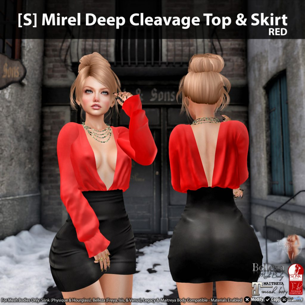 New Release: [S] Mirel Deep Cleavage Top & Skirt by [satus Inc] - Teleport Hub - teleporthub.com