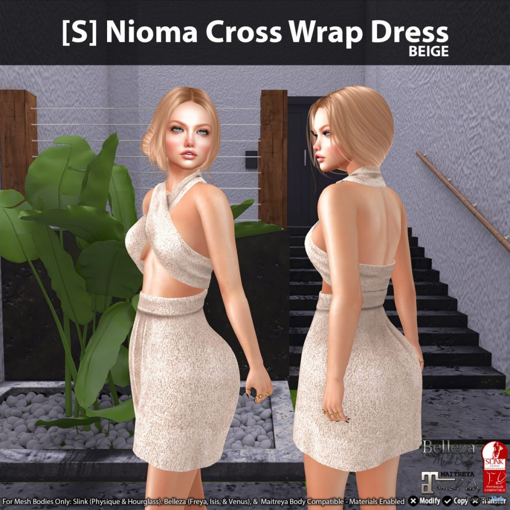 New Release: [S] Nioma Cross Wrap Dress by [satus Inc] - Teleport Hub - teleporthub.com