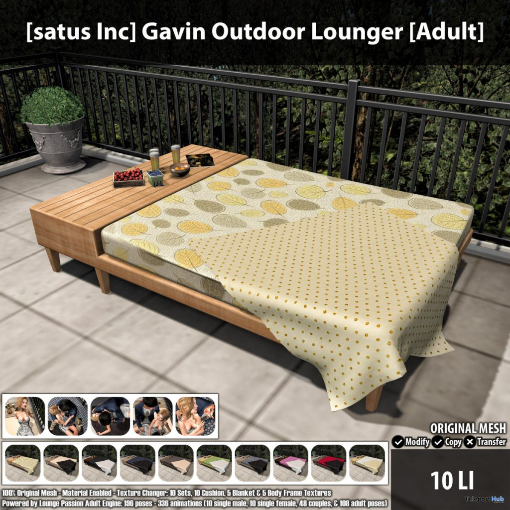 New Release: Gavin Outdoor Lounger by [satus Inc] - Teleport Hub - teleporthub.com
