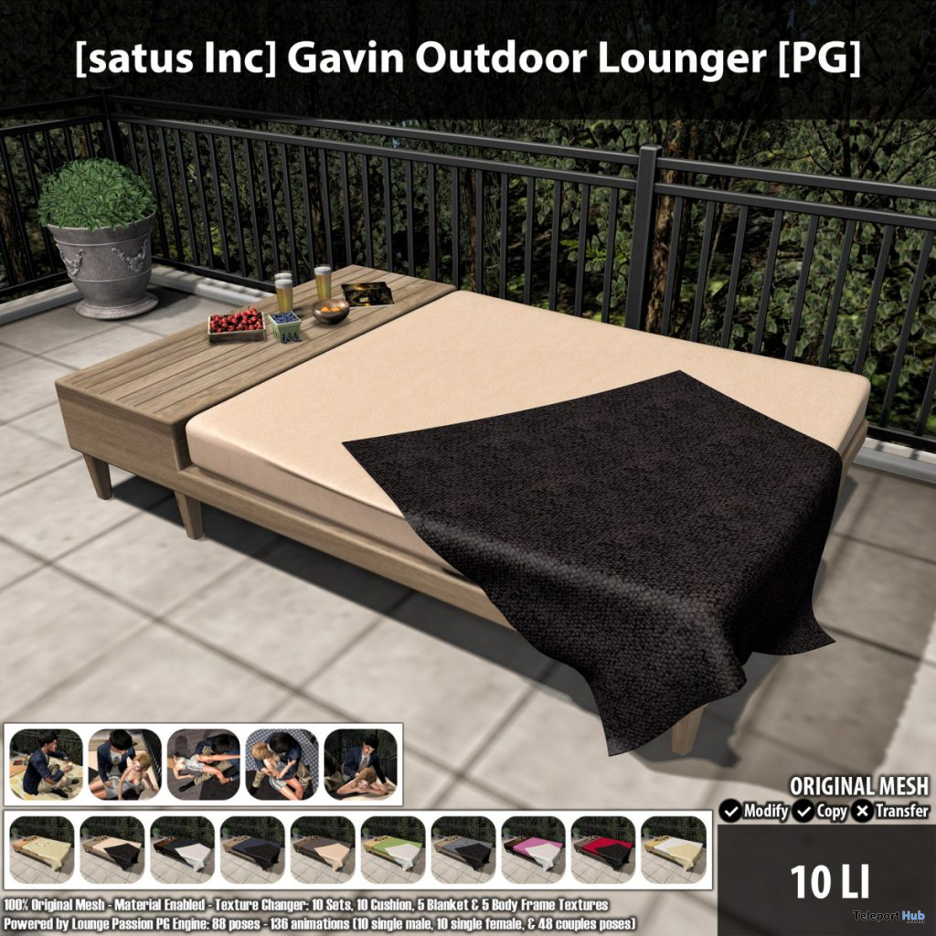 New Release: Gavin Outdoor Lounger by [satus Inc] - Teleport Hub - teleporthub.com