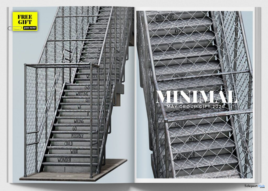 Steel Staircase May 2020 Group Gift by MINIMAL - Teleport Hub - teleporthub.com