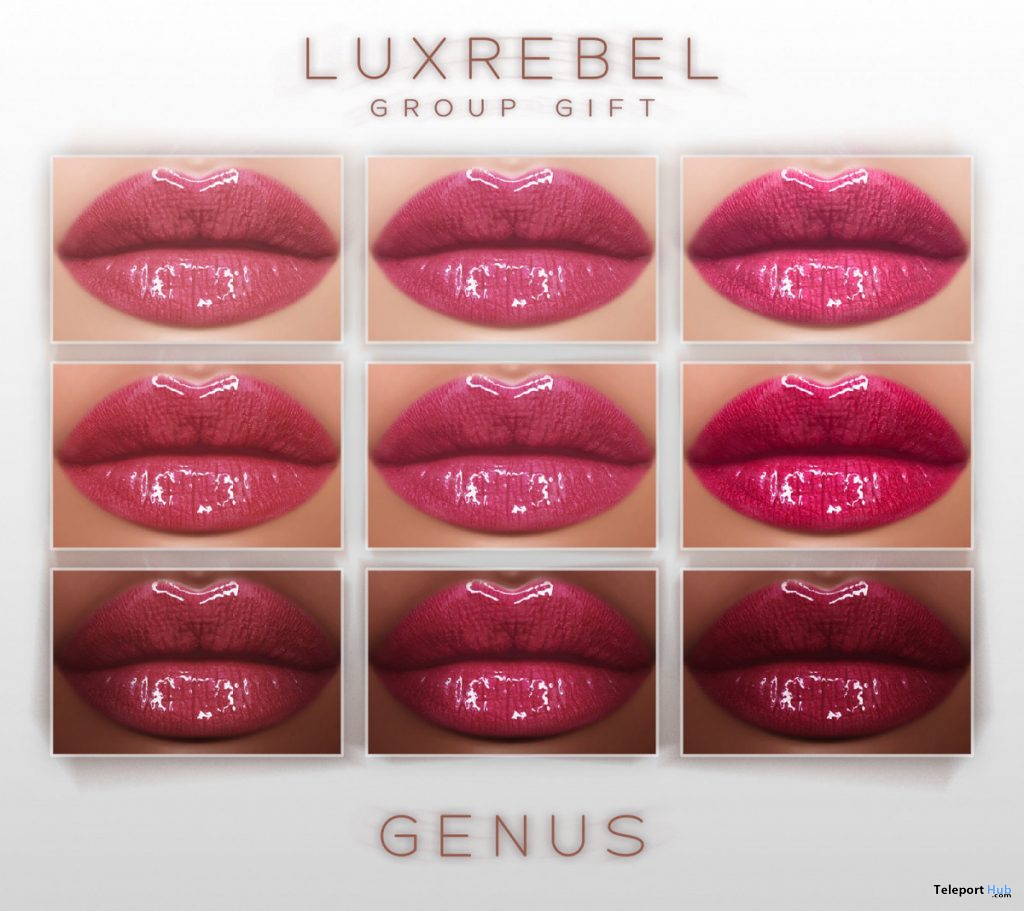 Love Y Lipsticks For Genus Mesh Head May 2020 Group Gift by LUXREBEL - Teleport Hub - teleporthub.com