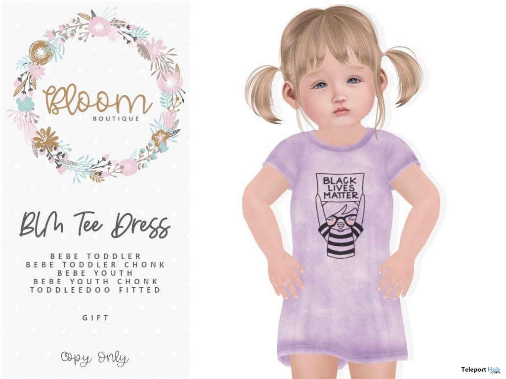 BLM Tee Dress For Toddler Avatar June 2020 Group Gift by Bloom Boutique - Teleport Hub - teleporthub.com