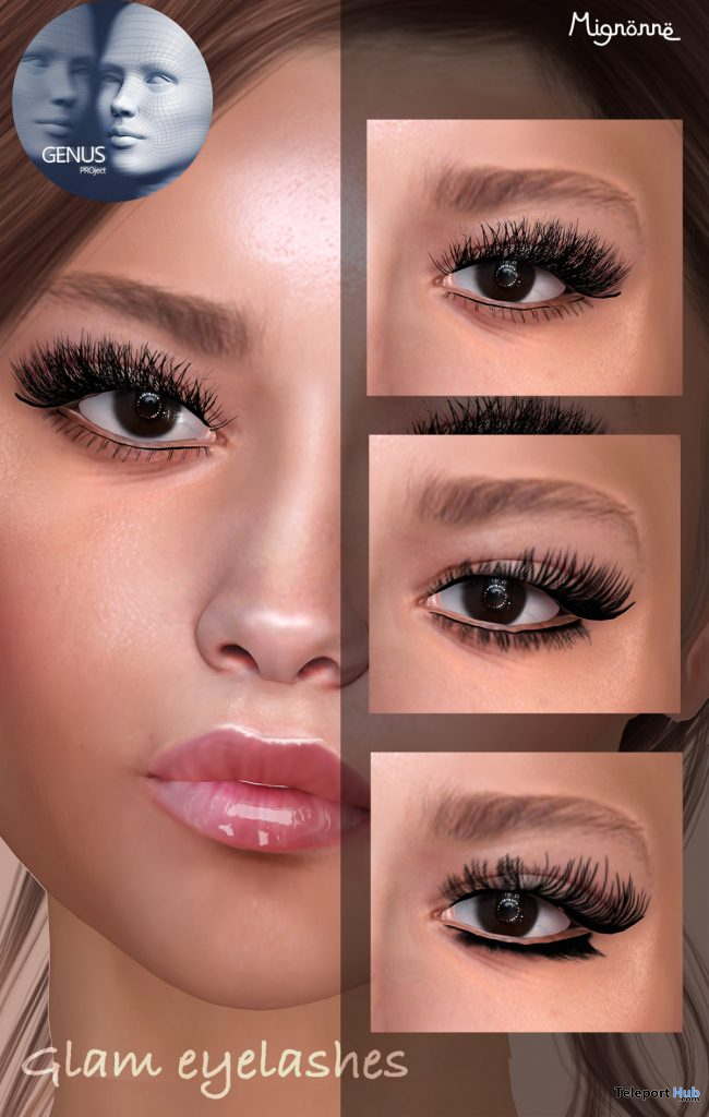 Glam Lashes For Genus Mesh Head June 2020 Group Gift by Mignonne - Teleport Hub - teleporthub.com