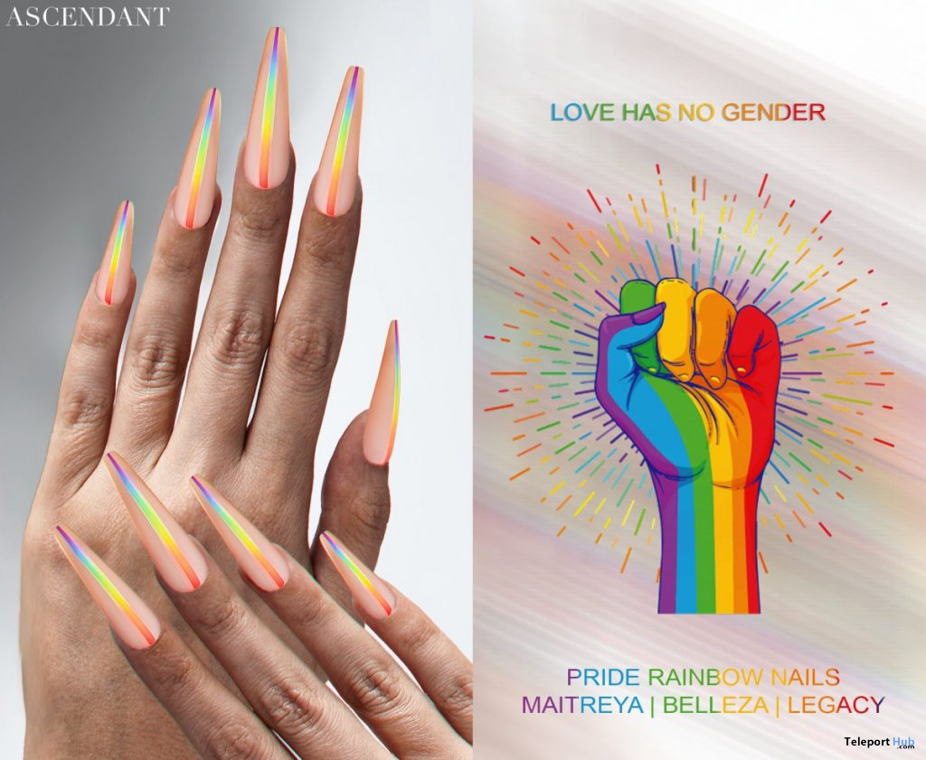 Pride Rainbow Nails June 2020 Group Gift by Ascendant - Teleport Hub - teleporthub.com