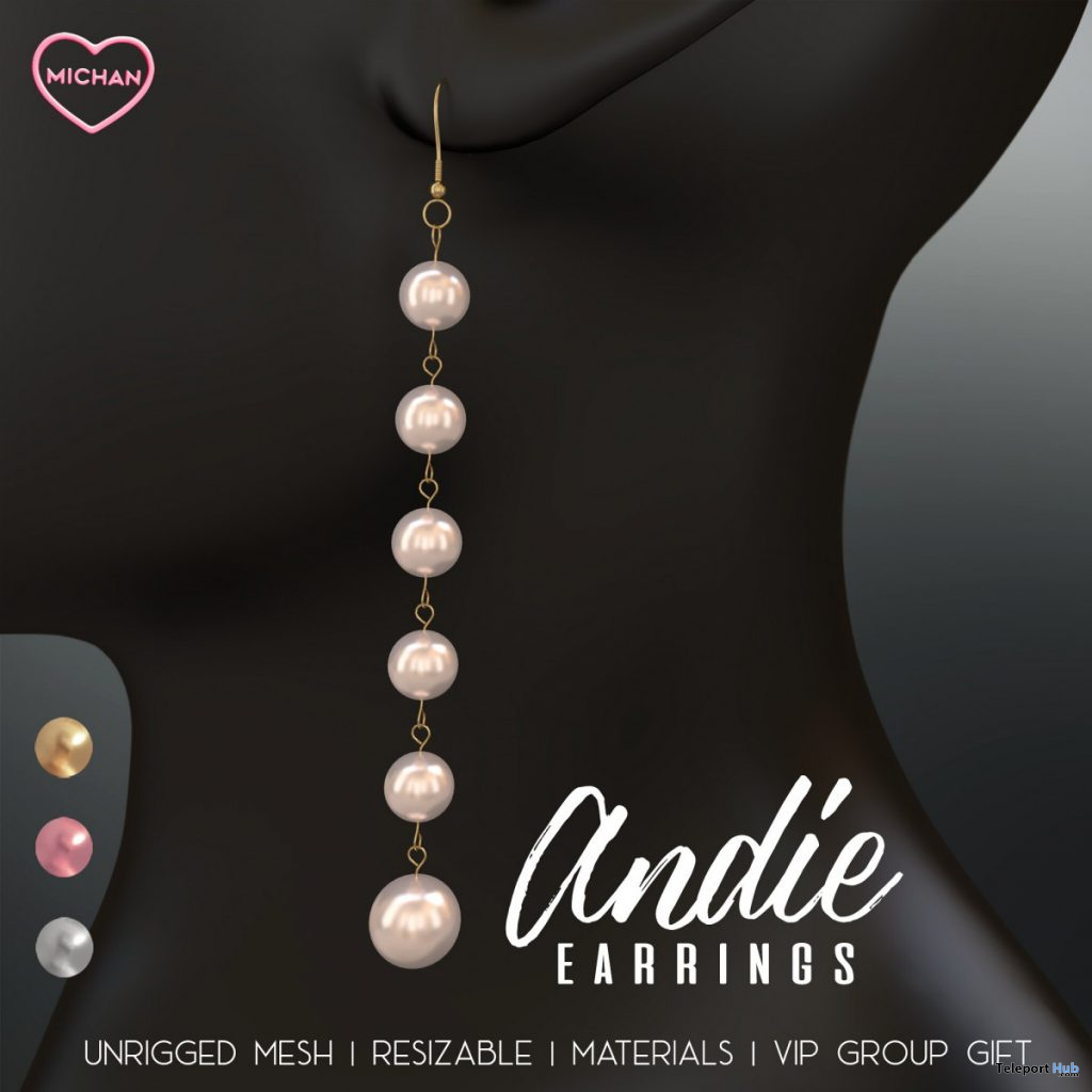 Andie Earrings July 2020 Group Gift by MICHAN - Teleport Hub - teleporthub.com