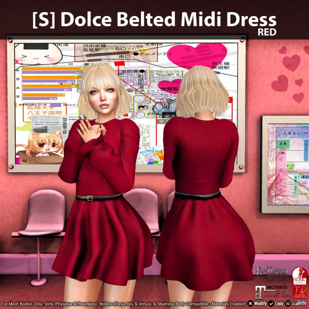 New Release: [S] Dolce Belted Midi Dress by [satus Inc] - Teleport Hub - teleporthub.com