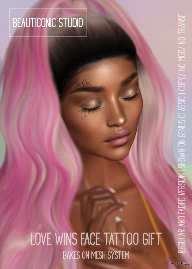 Love Wins Face Tattoo June 2020 Group Gift by Beauticonic Studio - Teleport Hub - teleporthub.com