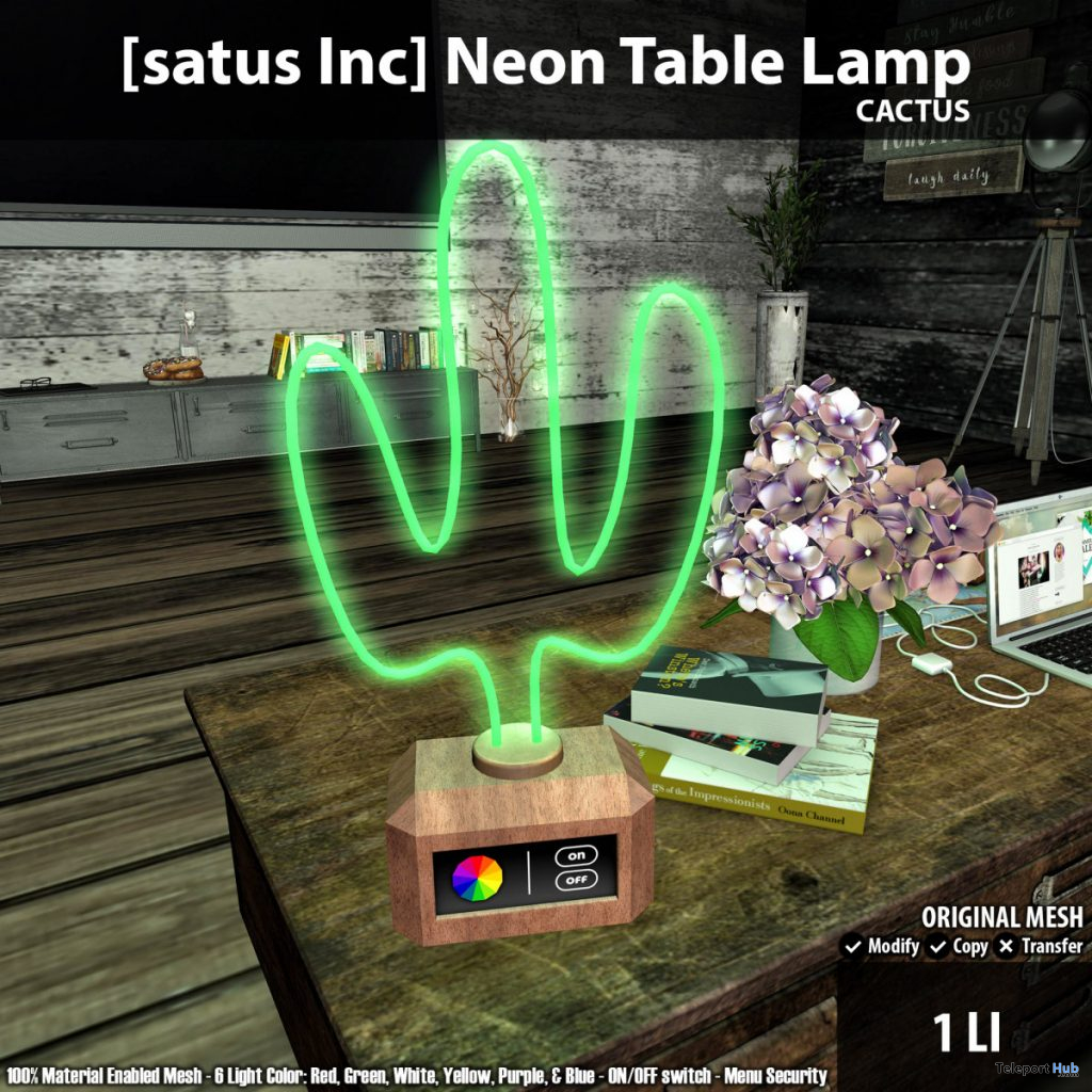 New Release: Neon Table Lamp Cactus & Cat by [satus Inc] - Teleport Hub - teleporthub.com