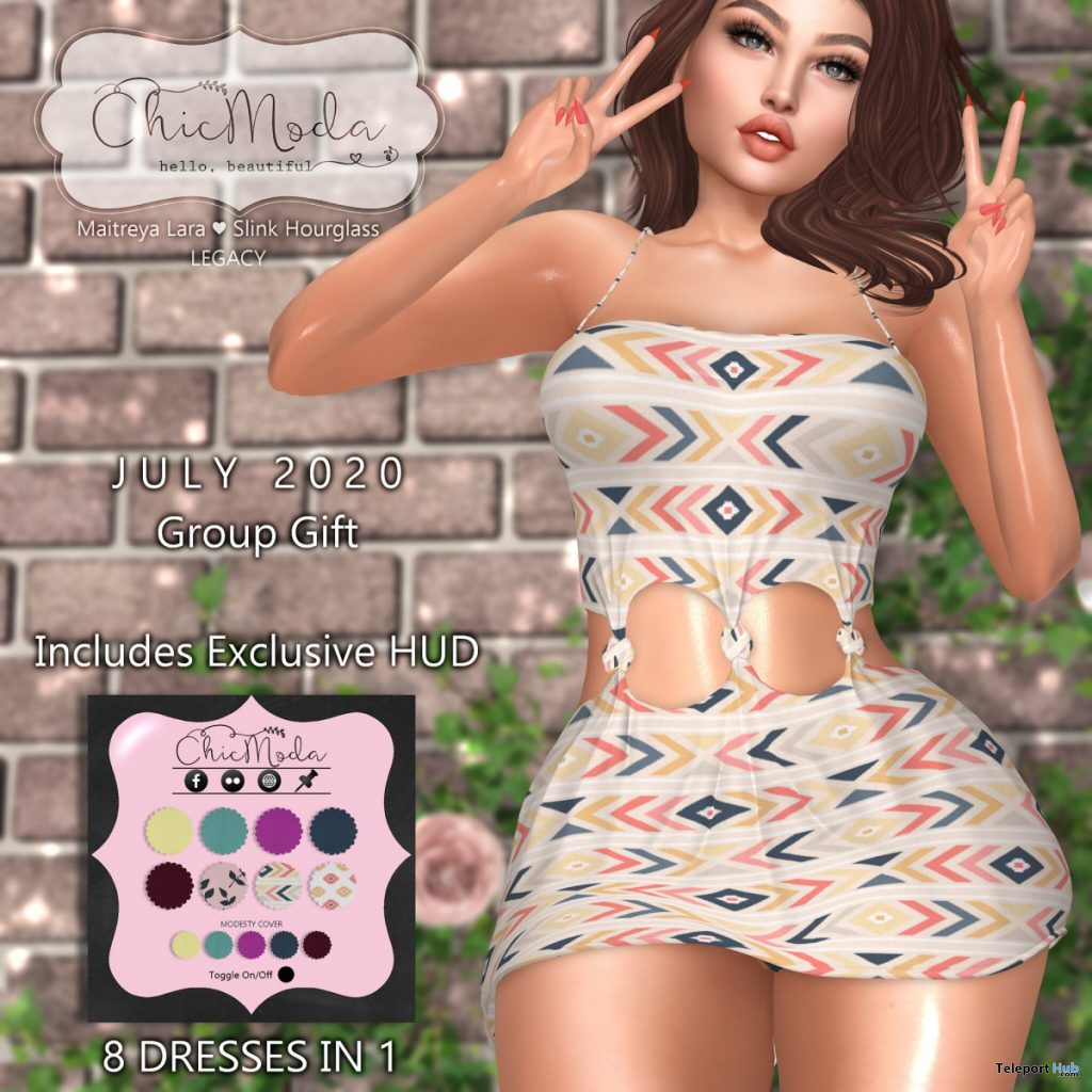 Cora Knotted Dress July 2020 Group Gift by ChicModa - Teleport Hub - teleporthub.com