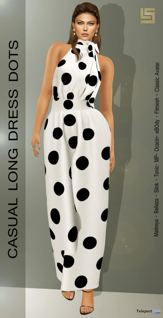 Casual Dots Long Dress July 2020 Group Gift by LS DIAMOND - Teleport Hub - teleporthub.com