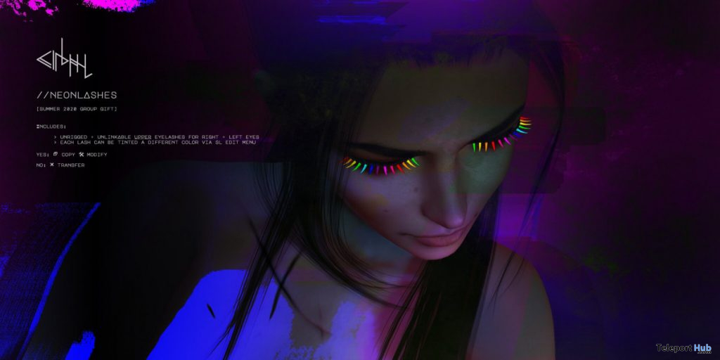 Neon Lashes July 2020 Group Gift by cinphul - Teleport Hub - teleporthub.com