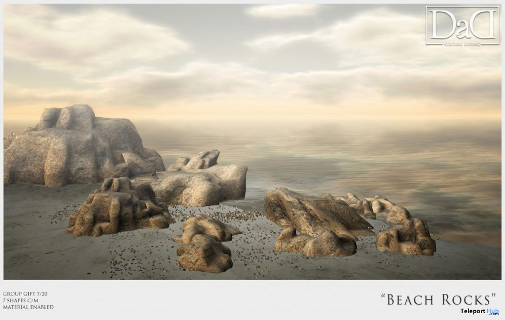 Beach Rock Set July 2020 Group Gift by Domus Aurea Design - Teleport Hub - teleporthub.com