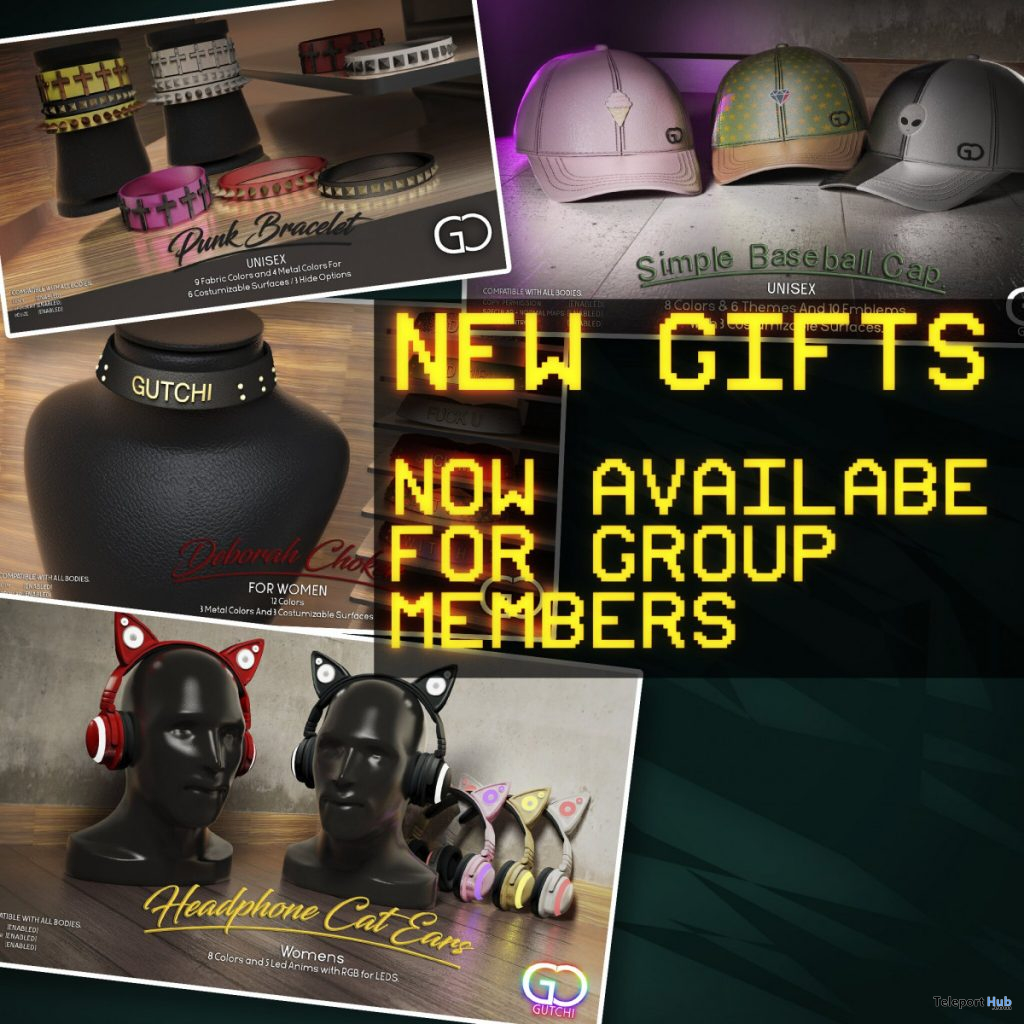 Headphone, Bracelet, Choker, & Baseball Cap July 2020 Group Gift by GUTCHI - Teleport Hub - teleporthub.com