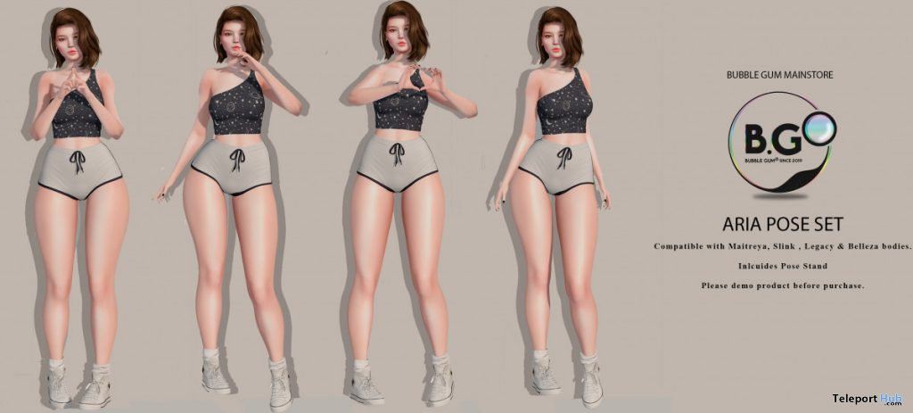 Aria Pose Set July 2020 Group Gift by Bubble Gum - Teleport Hub - teleporthub.com