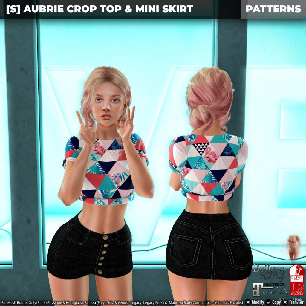 New Release: [S] Aubrie Crop Top & Mini Skirt by [satus Inc] - Teleport Hub - teleporthub.com