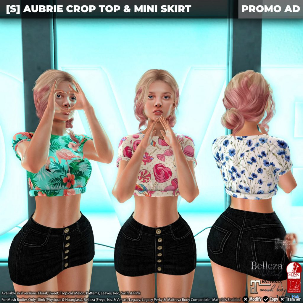 New Release: [S] Aubrie Crop Top & Mini Skirt by [satus Inc] - Teleport Hub - teleporthub.com