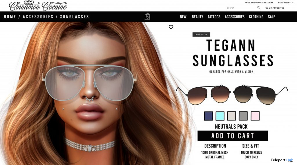 Tegann Sunglass Pack Neutrals August 2020 Group Gift by Cinnamon Cocaine - Teleport Hub - teleporthub.com