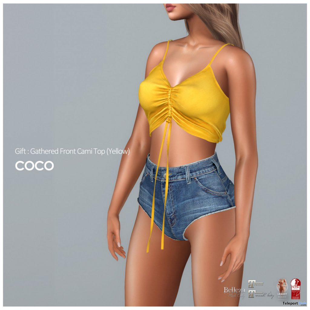 Gathered Front Cami Top Yellow September 2020 Group Gift by COCO Designs - Teleport Hub - teleporthub.com