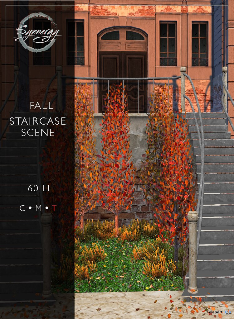 Fall Staircase Scene September 2020 Group Gift by Synnergy - Teleport Hub - teleporthub.com