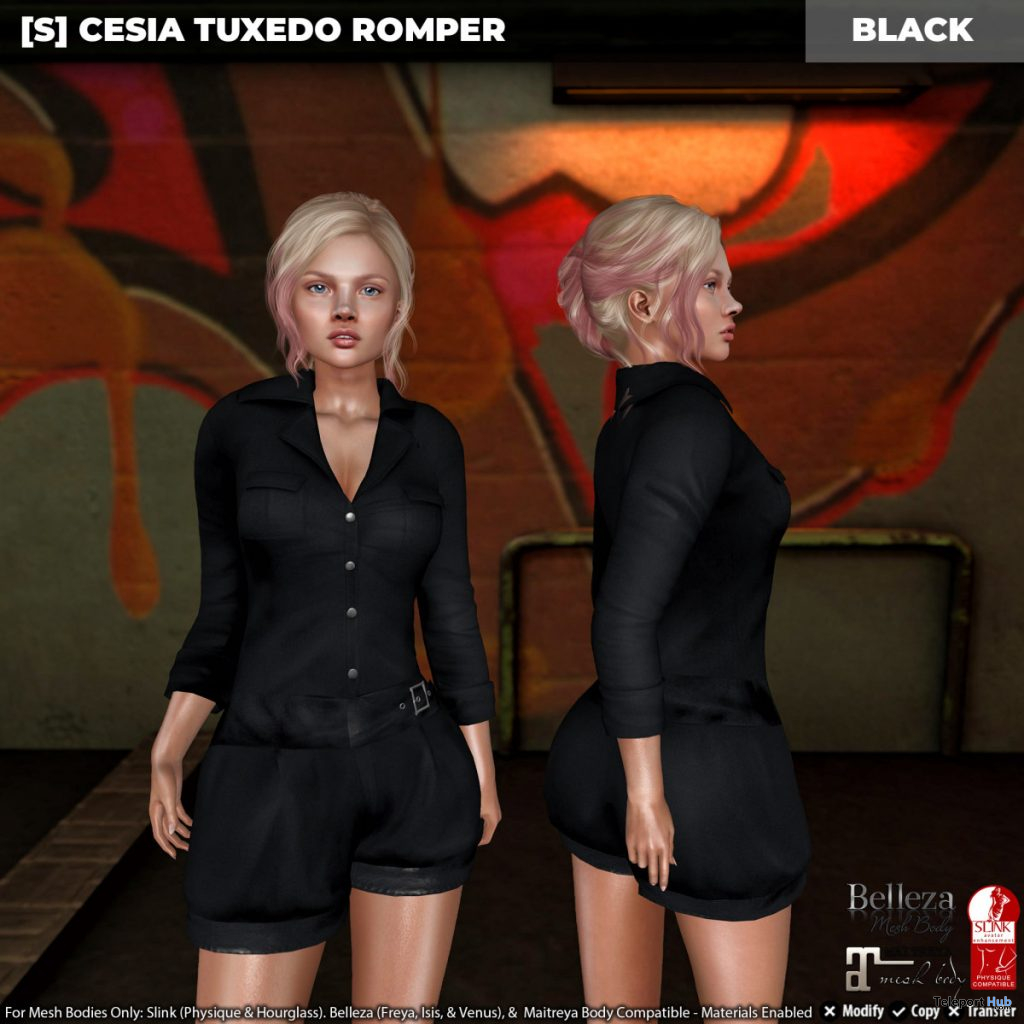 New Release: [S] Cesia Tuxedo Romper by [satus Inc] - Teleport Hub - teleporthub.com