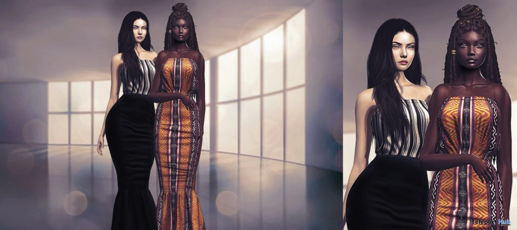  Mona Black & Stripes Long Dress October 2020 Group Gift by LYBRA - Teleport Hub - teleporthub.com