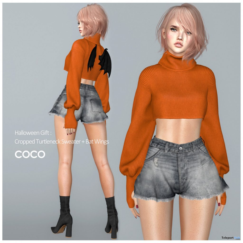 Cropped Turtleneck Sweater & Bat Wings October 2020 Group Gift by COCO Designs - Teleport Hub - teleporthub.com