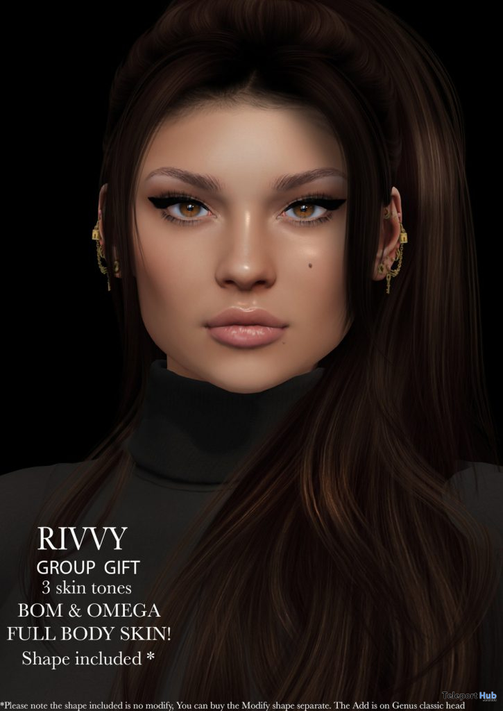 Rivvy Skin 3 Tones October 2020 Group Gift by WOW Skins - Teleport Hub - teleporthub.com