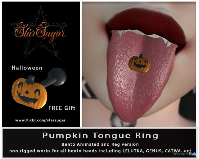 Pumpkin Tongue Ring October 2020 Gift by Star Sugar - Teleport Hub - teleporthub.com