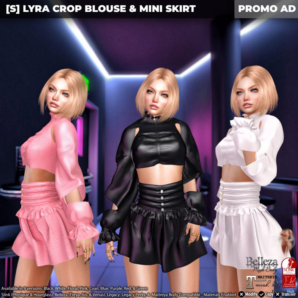 New Release: [S] Lyra Crop Blouse & Mini Skirt by [satus Inc] - Teleport Hub - teleporthub.com