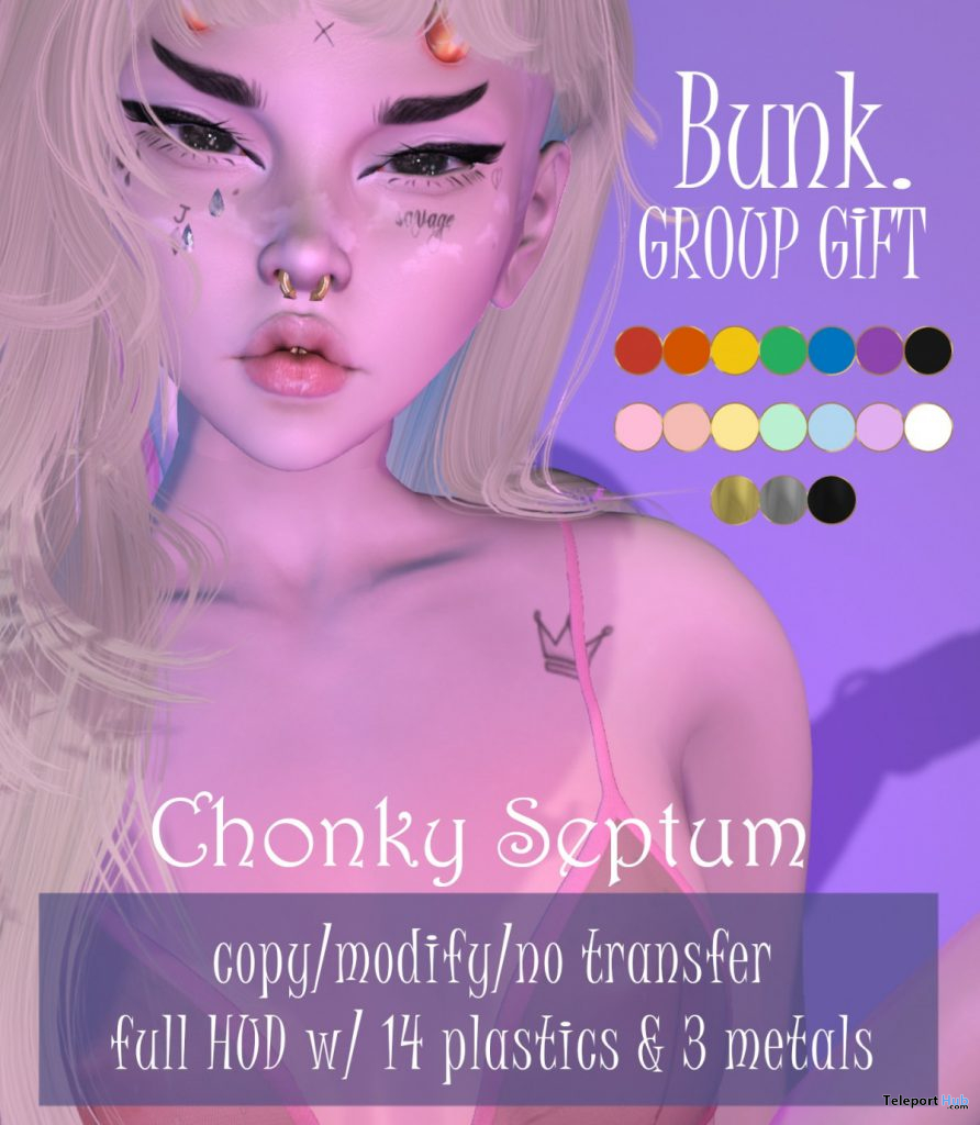 Chonky Septum Ring October 2020 Group Gift by Bunk. - Teleport Hub - teleporthub.com