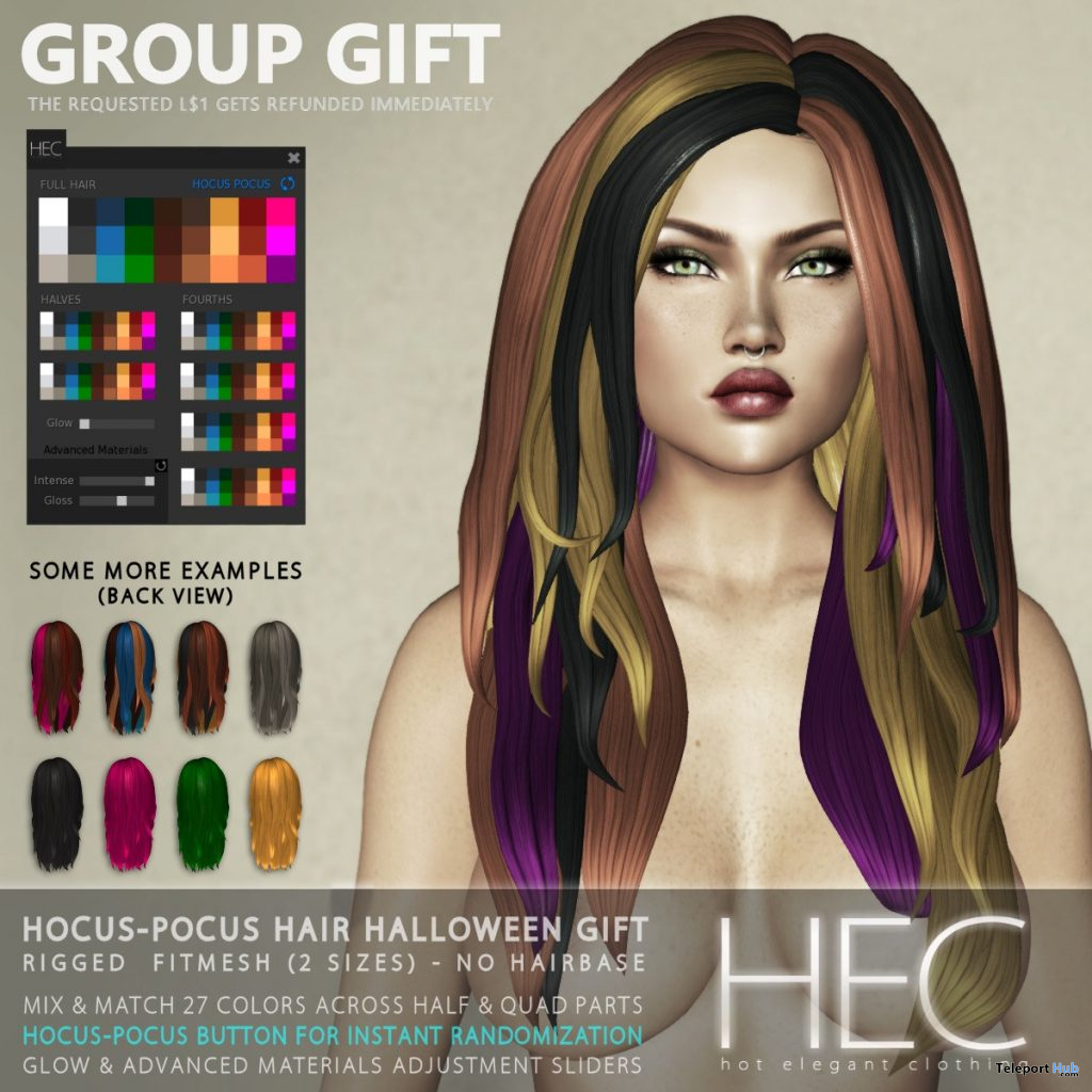  Hocus-Pocus Halloween Hair October 2020 Group Gift by HEC - Teleport Hub - teleporthub.com