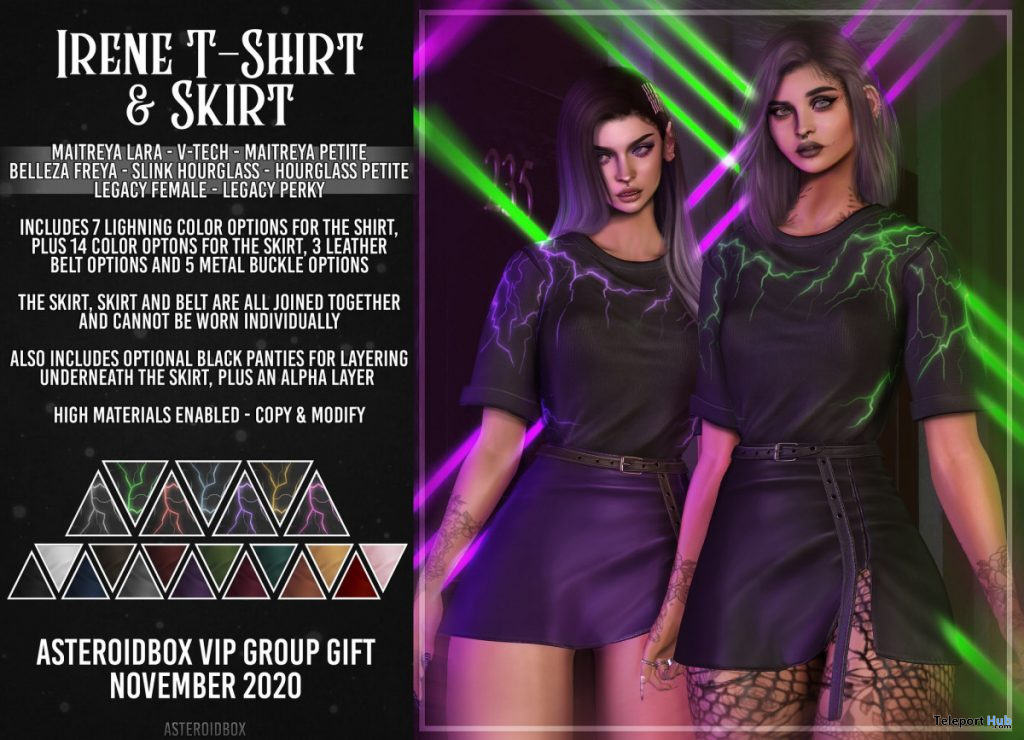 Irene T-Shirt & Skirt November 2020 Group Gift by AsteroidBox - Teleport Hub - teleporthub.com