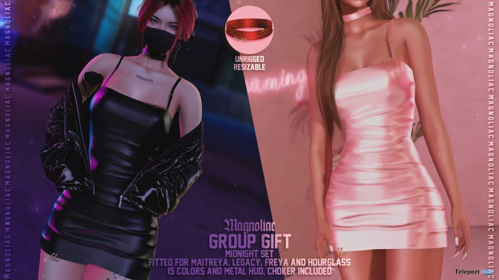 Midnight Dress & Choker November 2020 Group Gift by Magnoliac - Teleport Hub - teleporthub.com