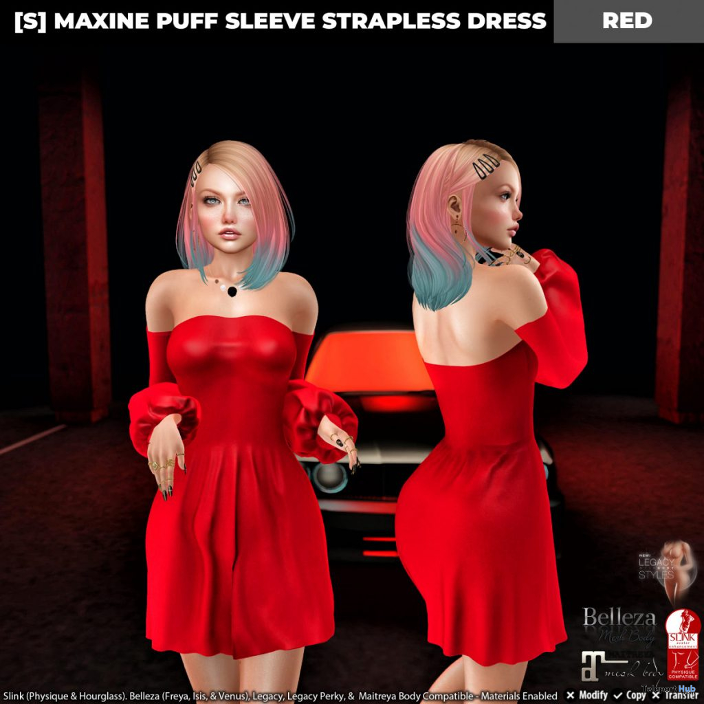 New Release: [S] Maxine Puff Sleeve Strapless Dress by [satus Inc] - Teleport Hub - teleporthub.com