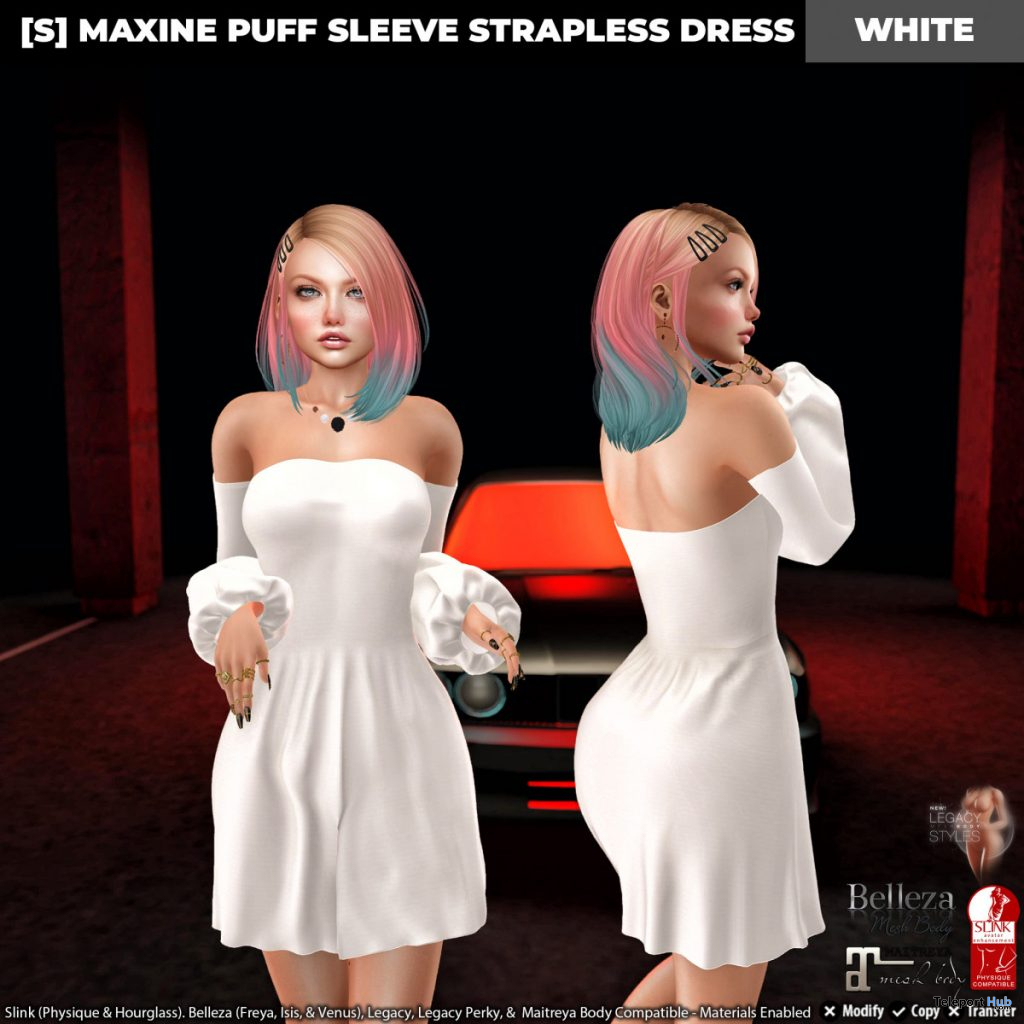 New Release: [S] Maxine Puff Sleeve Strapless Dress by [satus Inc] - Teleport Hub - teleporthub.com
