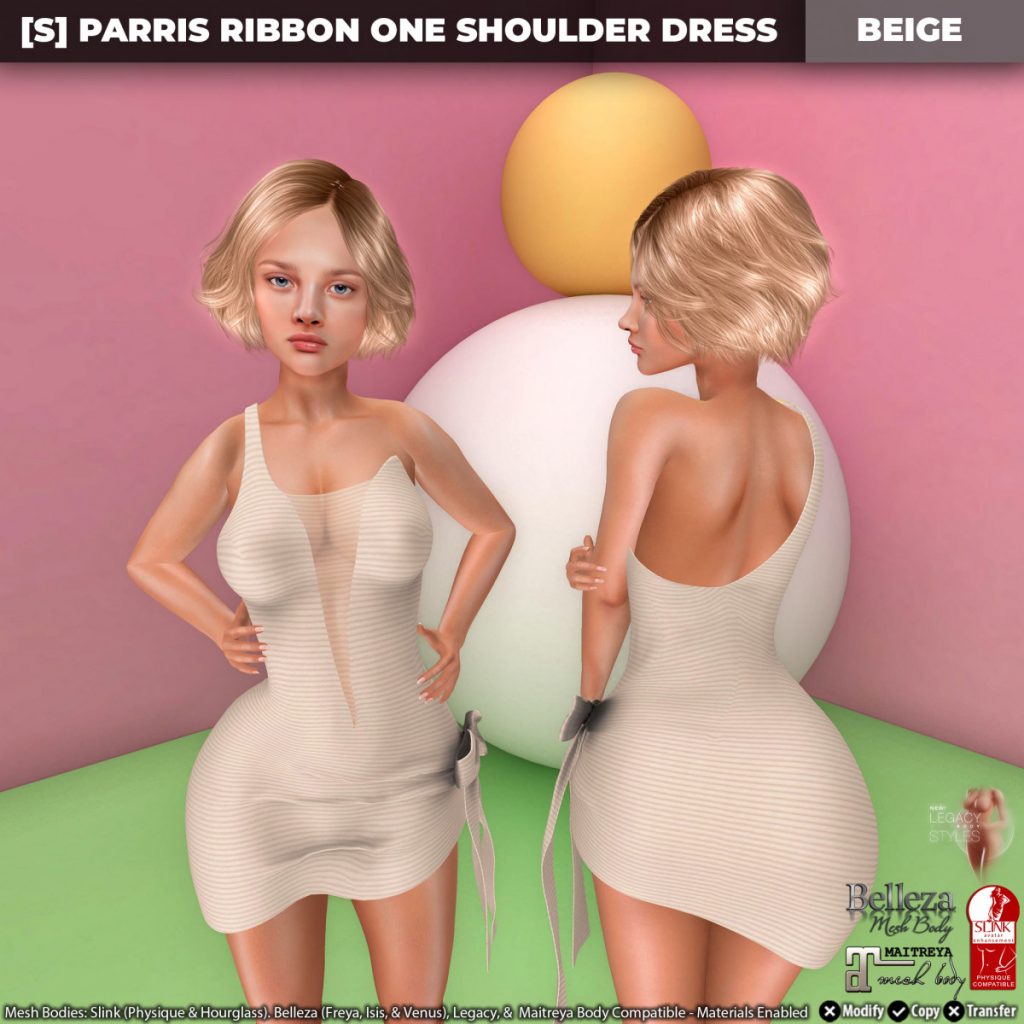 New Release: [S] Parris Ribbon One Shoulder Dress by [satus Inc]  - Teleport Hub - teleporthub.com