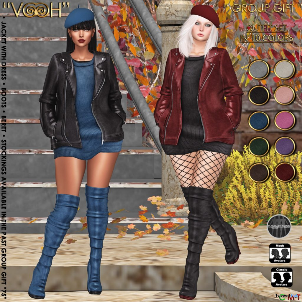 Outfit Set With Boots Fatpack November 2020 Group Gift by VOOH Designs - Teleport Hub - teleporthub.com