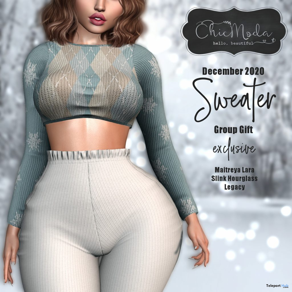 Bellita Sweater December 2020 Group Gift by ChicModa - Teleport Hub - teleporthub.com