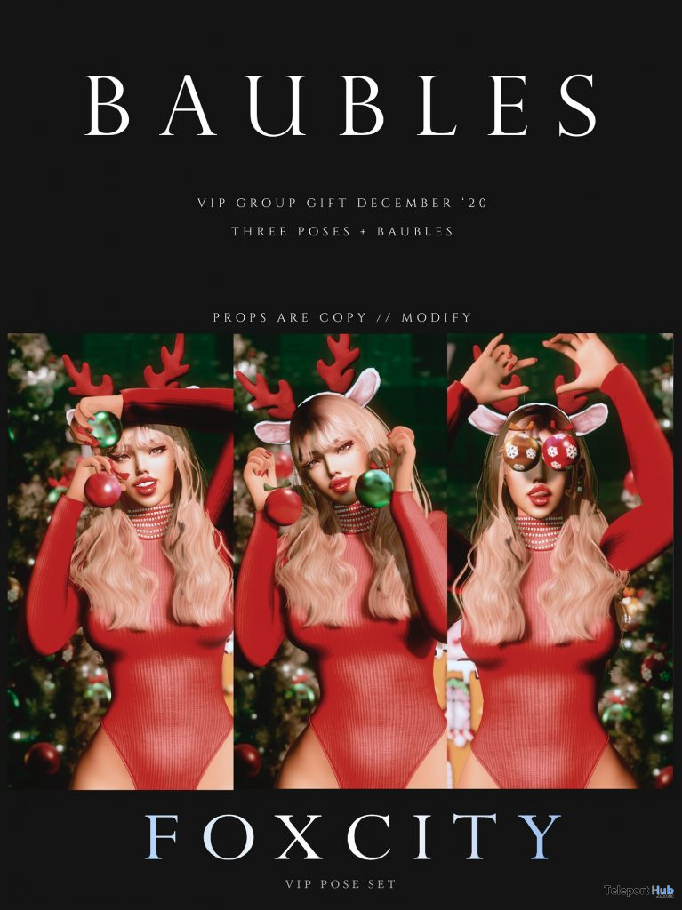 Baubles Bento Pose Set December 2020 Group Gift by FOXCITY - Teleport Hub - teleporthub.com